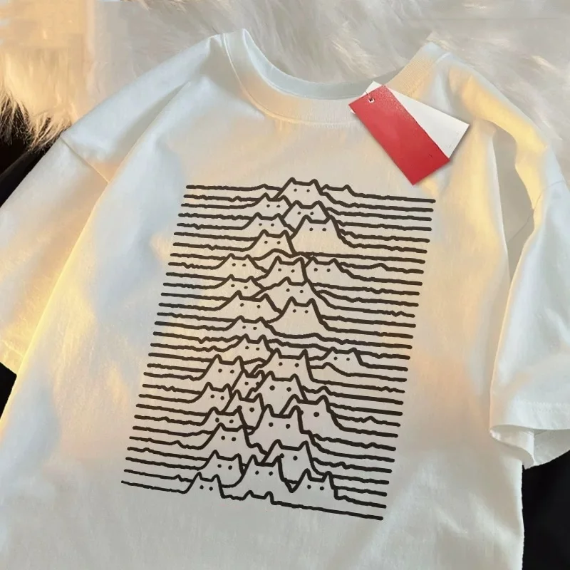 

ZAZOMDE винтажная хлопковая футболка с принтом кота и гора для мужчин, свободный крой, удобные топы с круглым вырезом и короткими рукавами, большие размеры 5XL