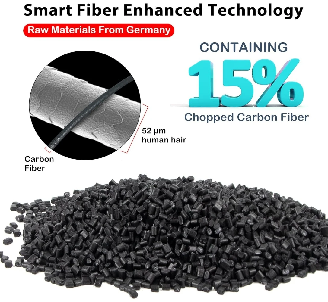 PA12-CF Nylon Filament 1.75mm Black 0.25kg, Low Moisture Sensitivity PA12-CF Carbon Fiber Nylon 1.75mm 3D Printing Filament - Image 2