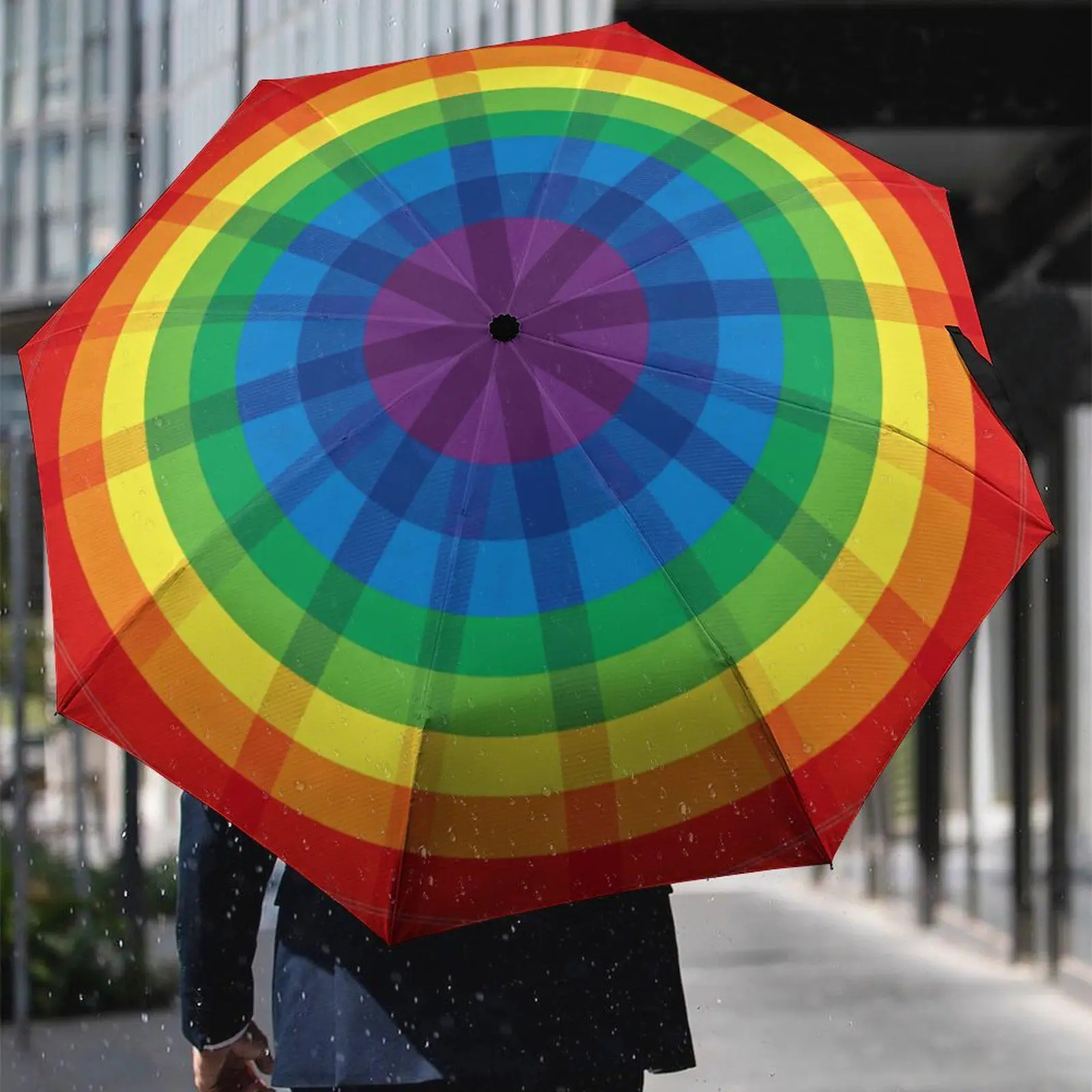 

Pride Colorful Rainbow Umbrella for Rain Windproof Sun Umbrella Portable Lightweight Folding Car Umbrella for Women Boys Girls