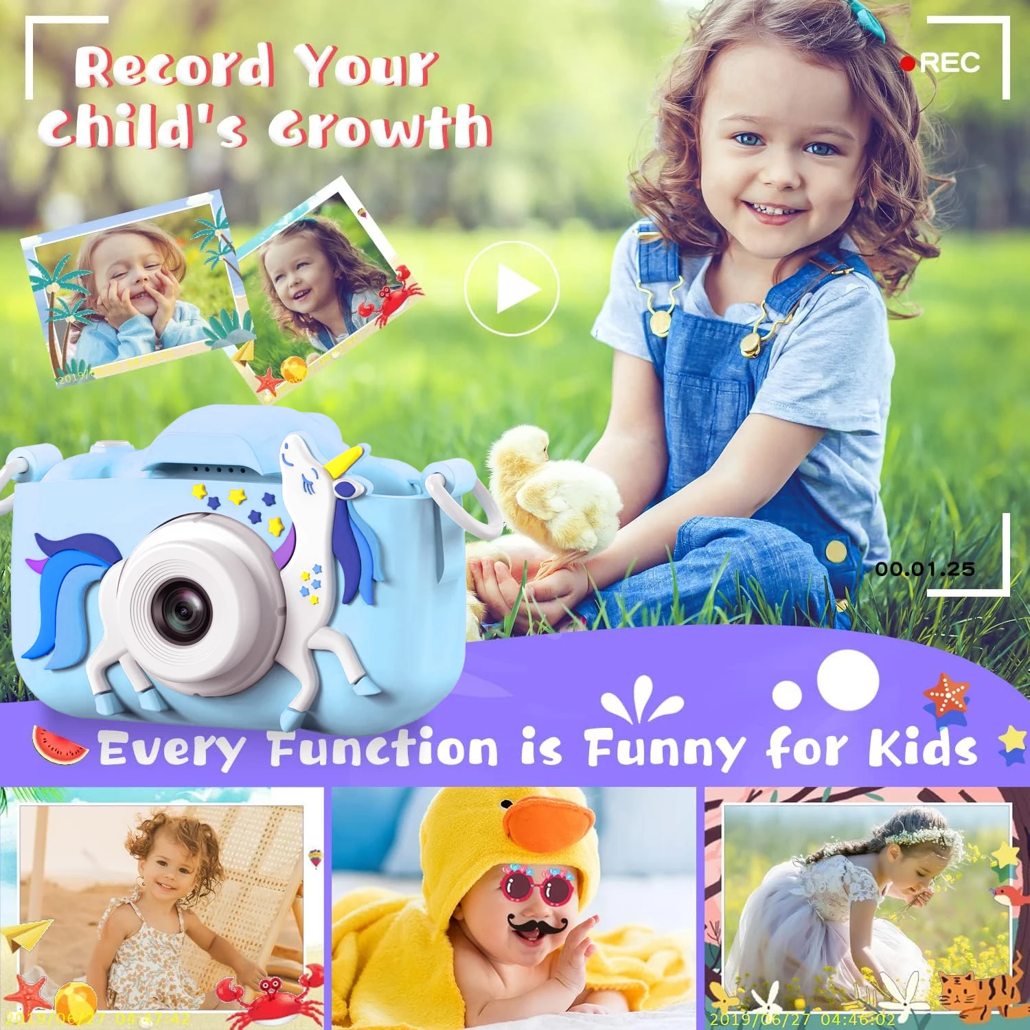 กล้องของเล่นเด็กที่ได้รับการปรับปรุงแล้ว เป็นของขวัญวันเกิดในวันคริสต์มาส กล้องวิดีโอดิจิตอลแบบตั้งเวลาถ่ายภาพความละเอียดสูง 1080P