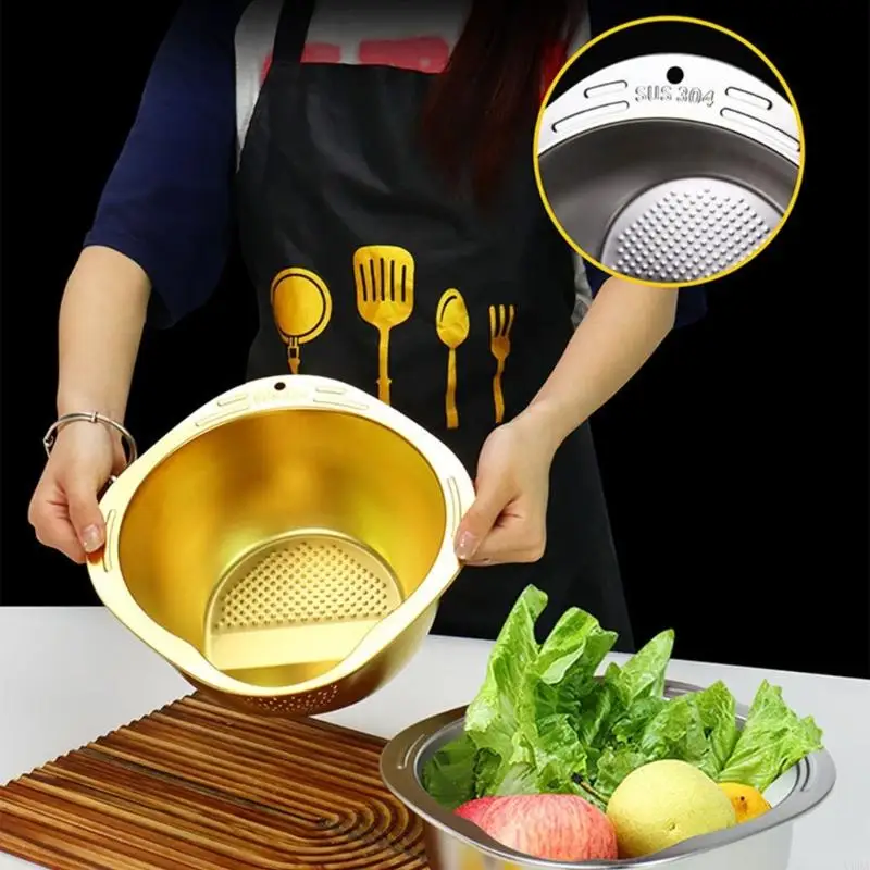 

Portable Vegetable Colander Kitchen Fruit Drain Bowl Vegetable Strainer Stainless Steel Drain Basket Kitchen Tool