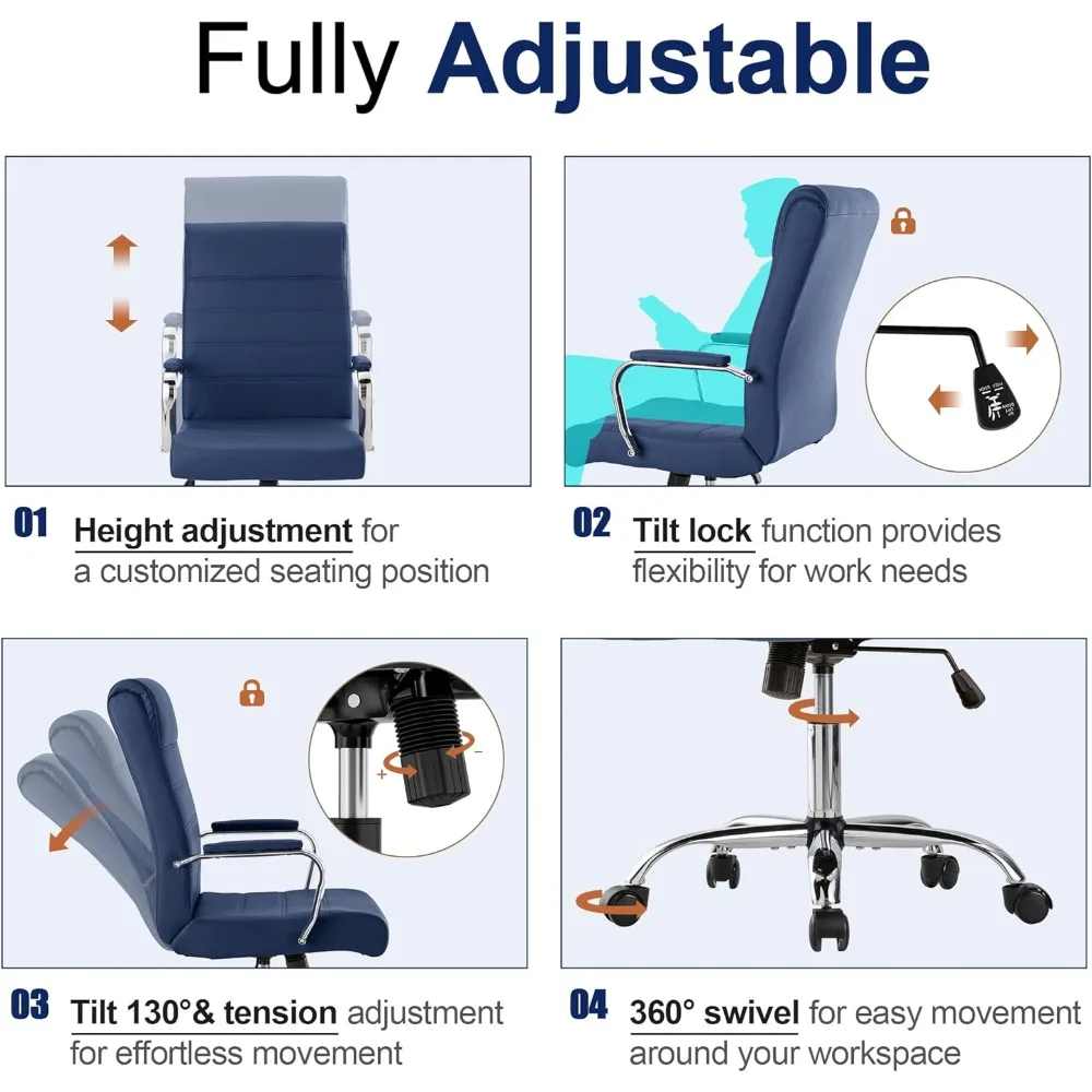 Office Desk Chair, Conference Room Chairs, High Back Ergonomic Home Office Chair, Adjustable Height Swivel Executive Comp