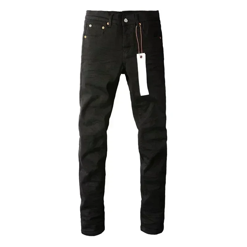 New Fashion Purples jeans Man with high street black pleats Fashion top quality Repair Low Rise Skinny Denim pants