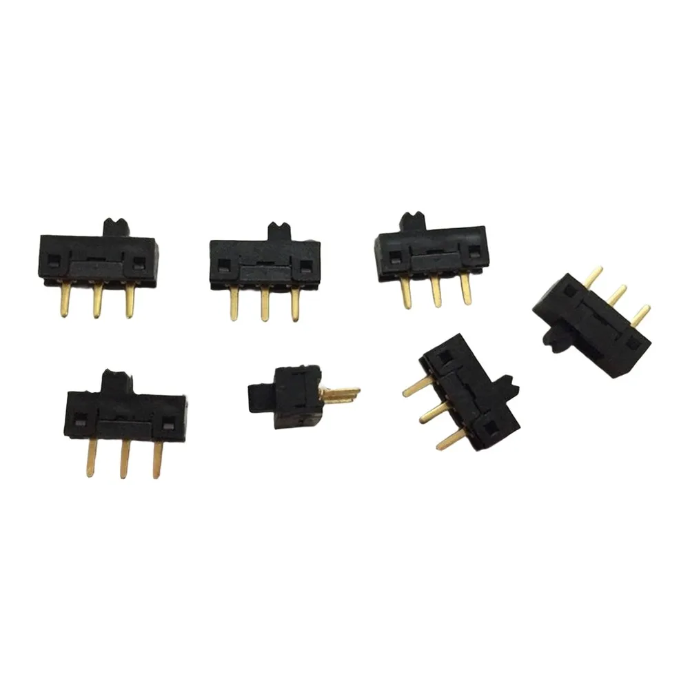 Вертикальный ползунковый переключатель SSA12G, 3-контактный, SPDT, 2 положения, шаг 2,54 мм, для сквозного монтажа, с паяльными клеммами, позолоченные контакты