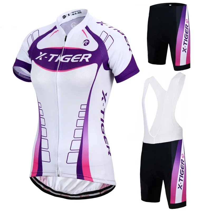 

X-Tiger Women Cycling Set Team Skinsuit Short Uniform Cycling Jersey Sets Female Bike Shirts Shorts 5D Gel Pad Sports Equipment