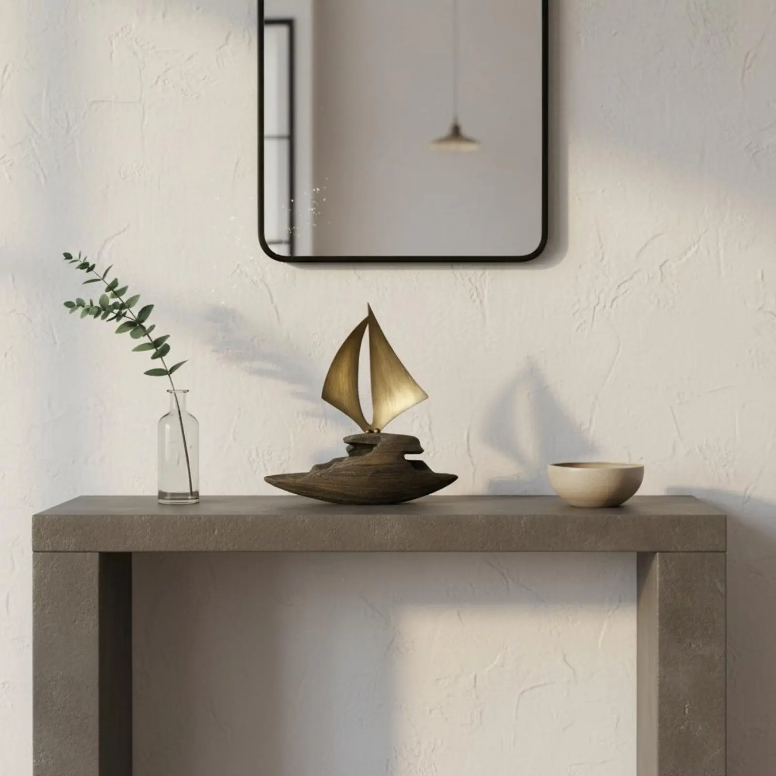 

Decorative Ship Model Artistic Craftsmanship Modern Boat Figurine Abstract Sailboat Statue Tranquil Passage Symbol for Shelf
