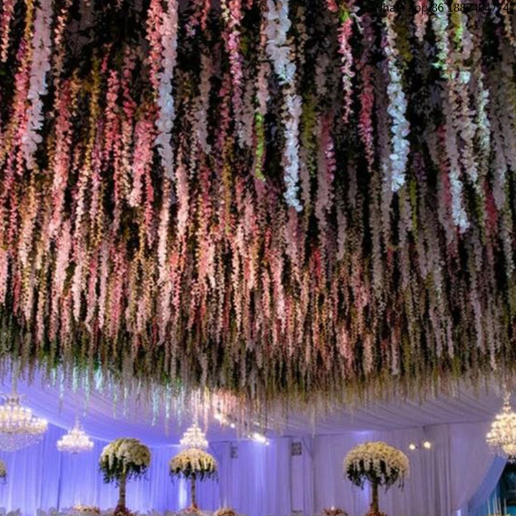 I292 Simulated Wisteria Flower Orchid String Wall Hanging Wedding Home Decoration Ceiling Decor Wedding