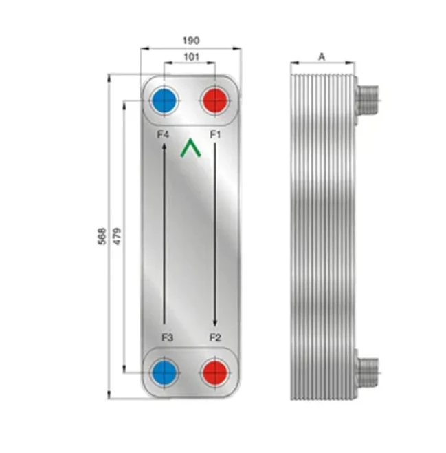 FHC060B Upgraded Plate Heat Exchanger SS304/316L Material 150 Max Plate Efficienct for Heat Pump and Energy Storage