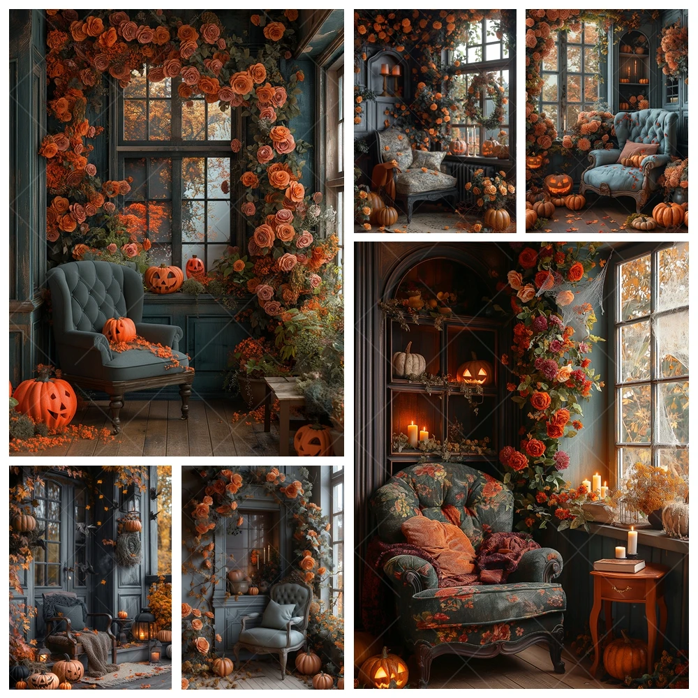 

Halloween Flowers Roses Tables Chairs Adults Wedding Gift Kids Family Party Vertical Backdrop Custom Kids Decor Photo Background