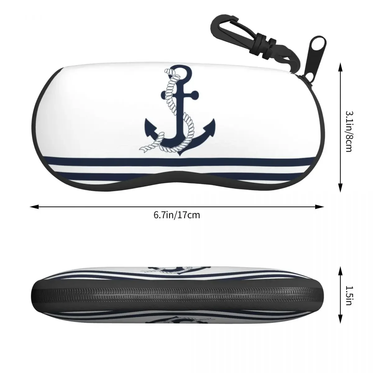 Nautical Blue Anchors With Blue And White Stripes Glasses Case Stylish Sailing Sailor Shell Eyeglasses Case Sunglasses Box