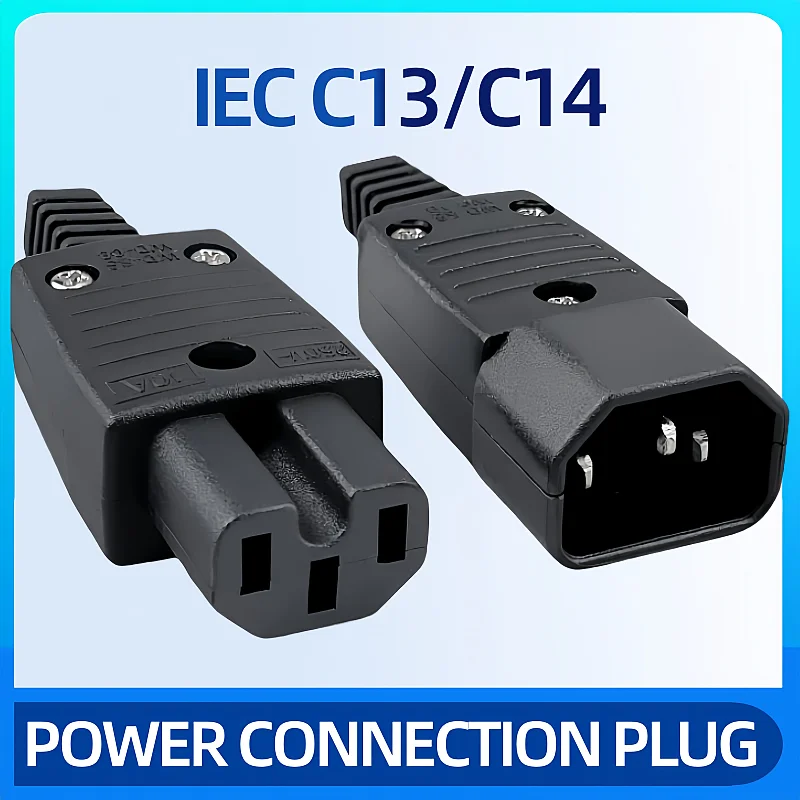 IEC C15 C14 power connector 10A 3 prong electric plug adapter female male wiring Industrial IC work accessories