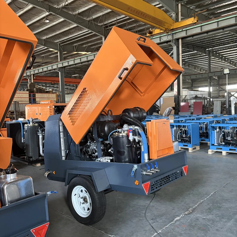 China Supplier 185cfm 12BAR Portable Diesel Engine Screw Air Compressor for Mining Quarry Drilling