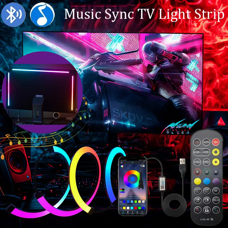 

Smart Gaming PC Backlight RGBIC Neon LED Strip Lights Bluetootha APP Remote Music Sync Light Strip For Gaming Atmosphere Decor