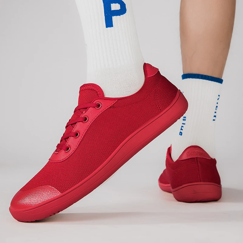 Sapatilhas largas com os pés descalços masculinas, flats plus size, sola de zero suave, dedo do pé mais largo, sapatos leves, novos, 2024