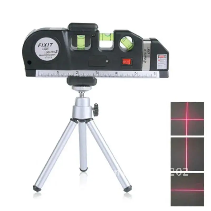 Multifunctional Vertical Horizontal Laser Level Tape Adjustable With Instrument Standard Ruler Cross Lines Tripod Measuring