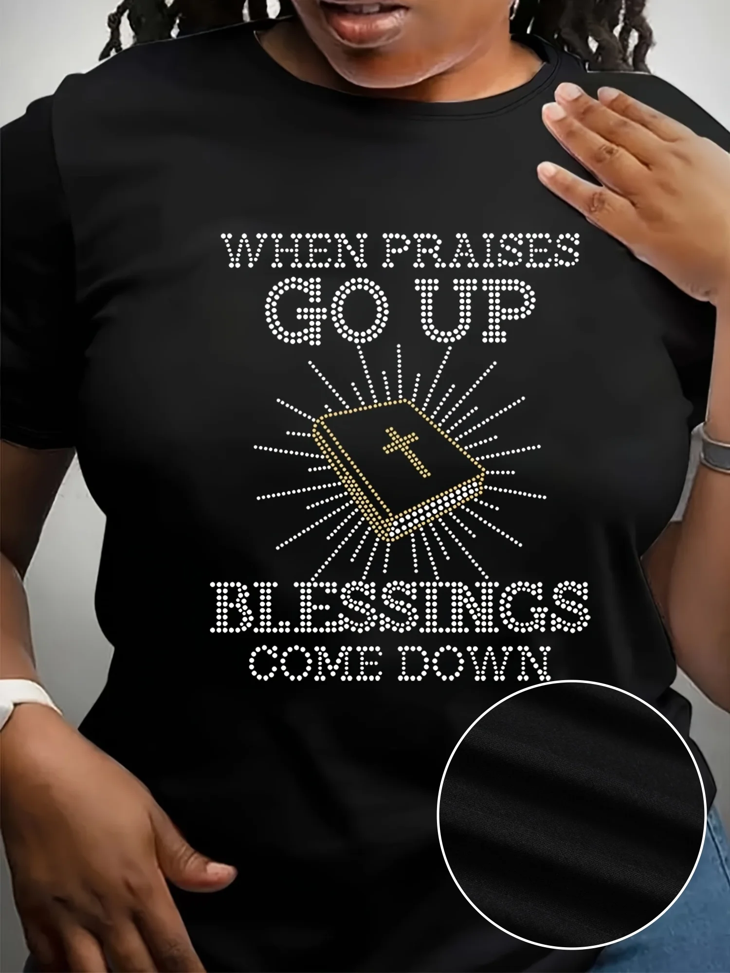

Футболка с круглым вырезом и буквенным принтом Blessing, повседневный топ с короткими рукавами на весну и лето, женская одежда