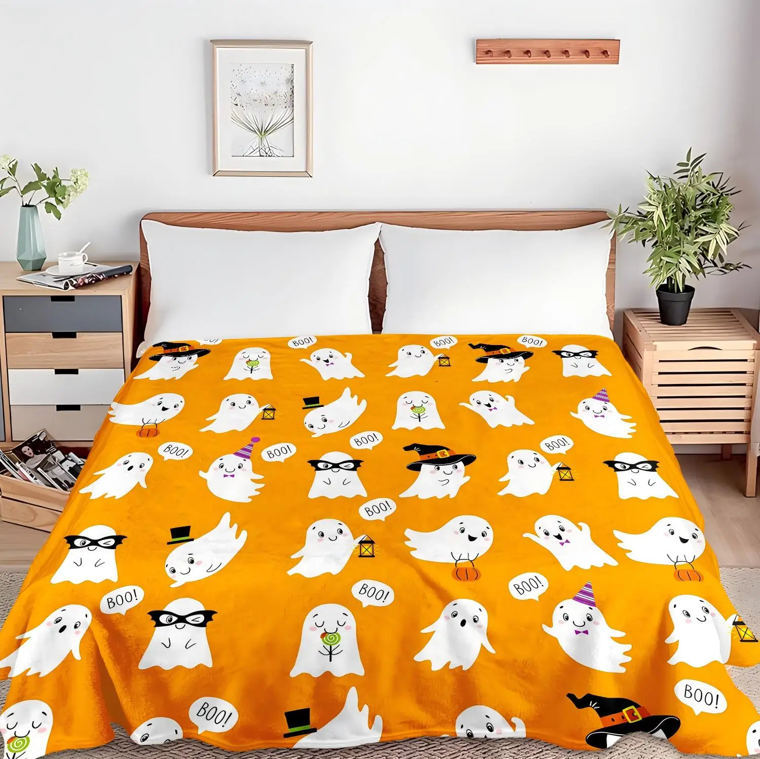 1PC Halloween theme Cute Ghost Boo New design Lovely Throw Blanket All Saints Day Gifts for Couch Bed Car Camping all season use