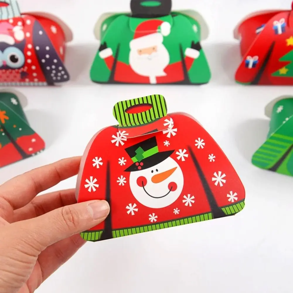 24PCS Paper Material Christmas Candy Box Assorted Design Foldable Box Gift Packaging Box Holiday Pattern Cartoon Sweater Box