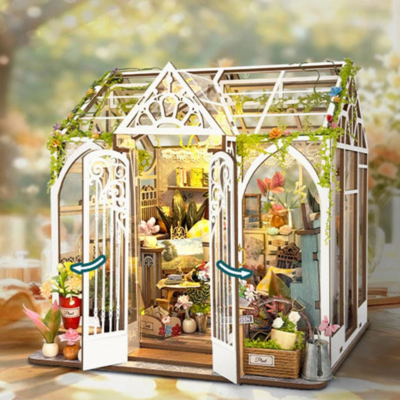 

DIY Wooden Miniature Model Kits Demi's Flower House Cottage 3D Puzzle Dollhouse With Furniture for Friends Birthday Gifts
