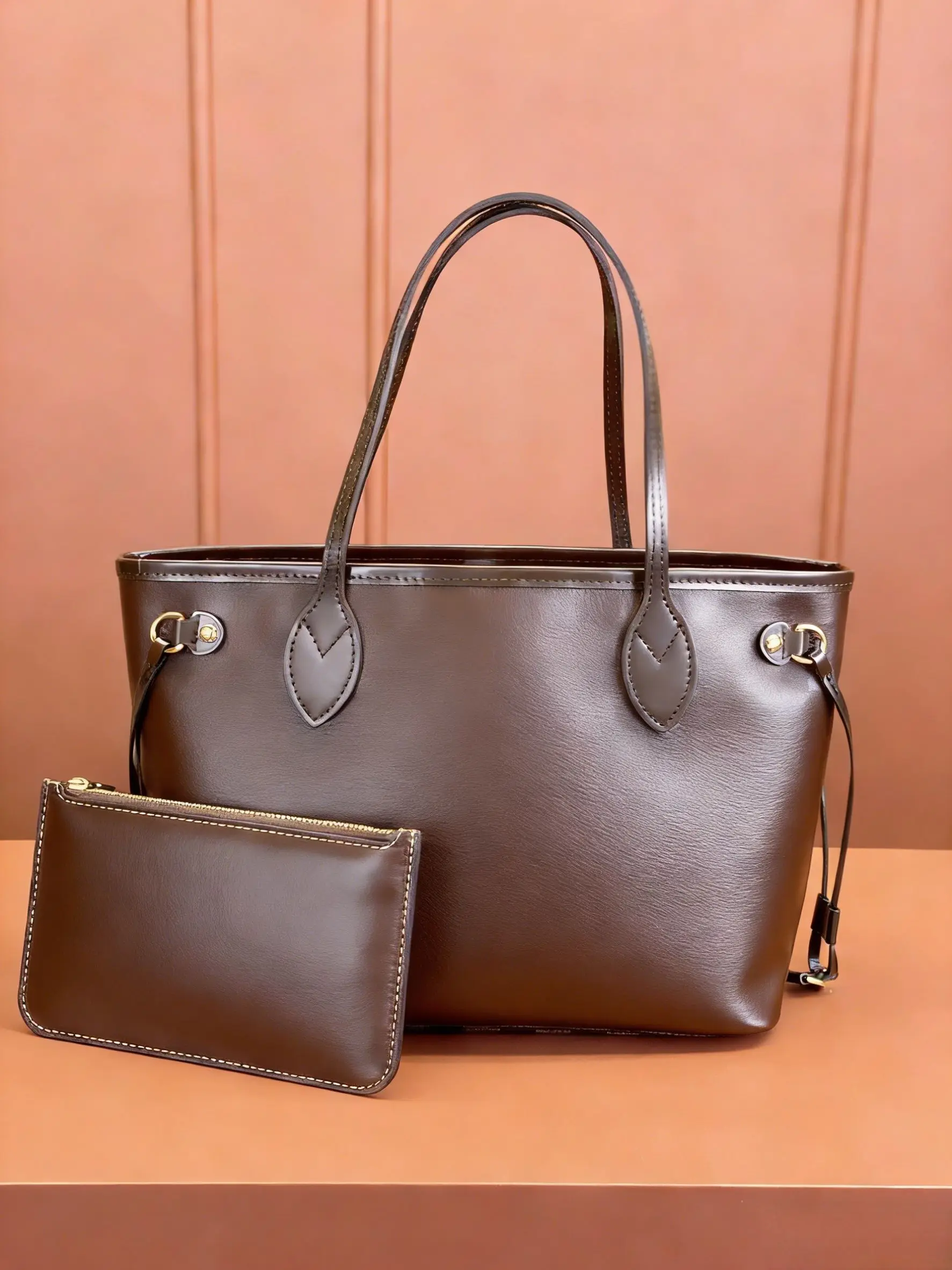 

Women's Two-Tone Tote Shoulder Bag with Matching Pouch, Your All-in-One Companion for Work, Errands and Weekend Getaways