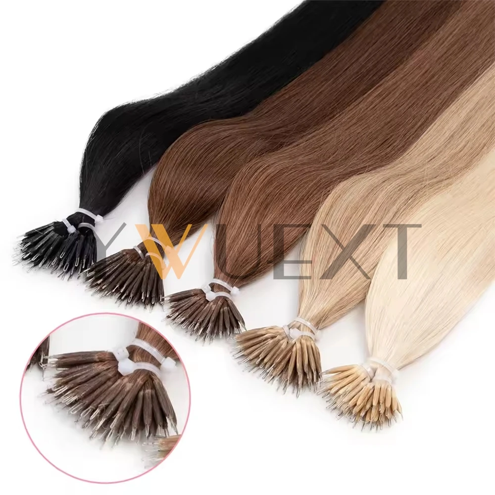 Nano Ring Human Hair Extensions 12" 16" 20" 24" Micro Beads Link Hair Extension Straight 7 Colors 100% Human Hair 50pcs