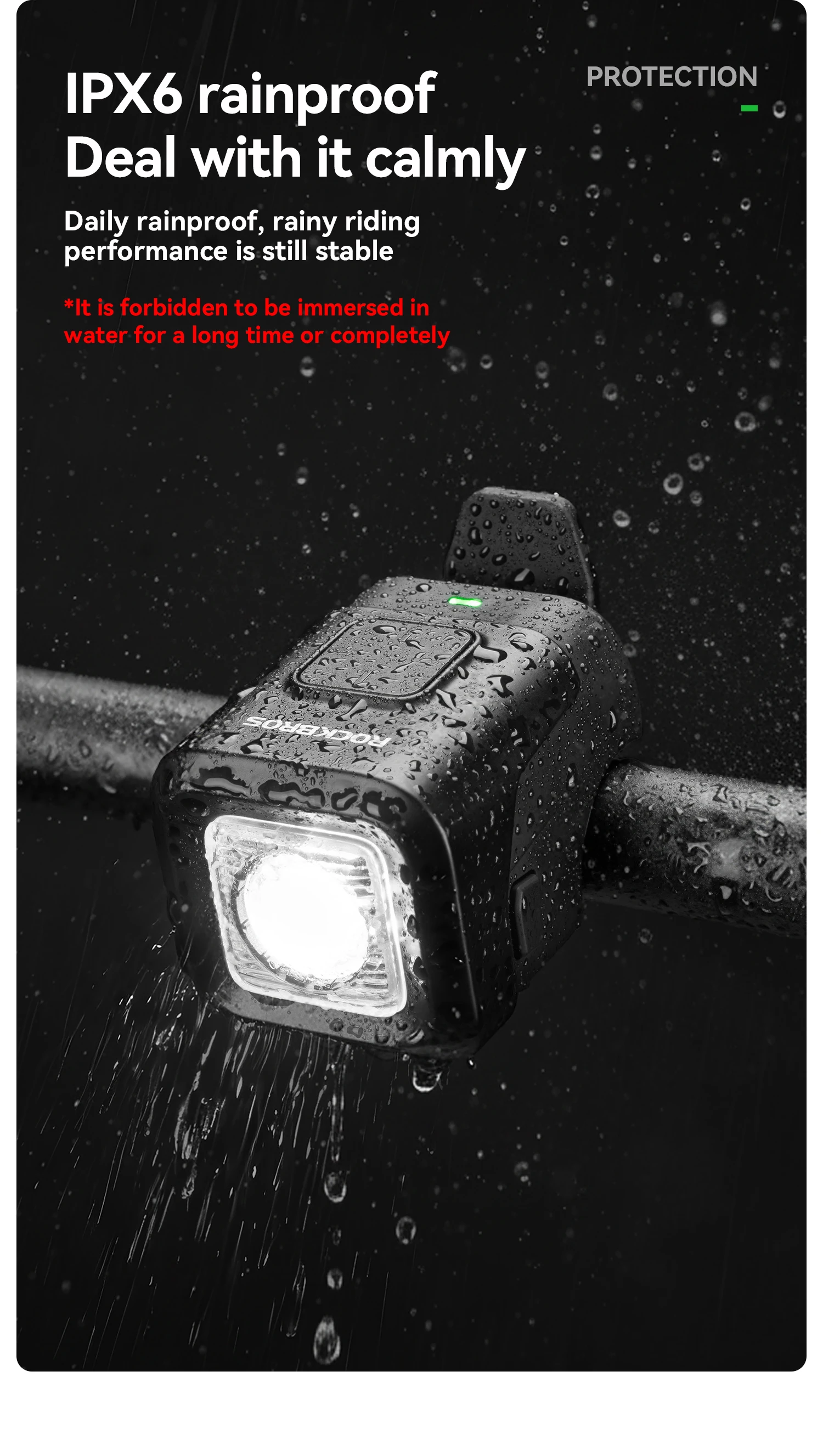 ROCKBROS Bike Horn Light IPX6 Rainproof Type-C Charging 2300mAh Headlight Illuminate Warn Two-in-One Electronic Horn Front Light