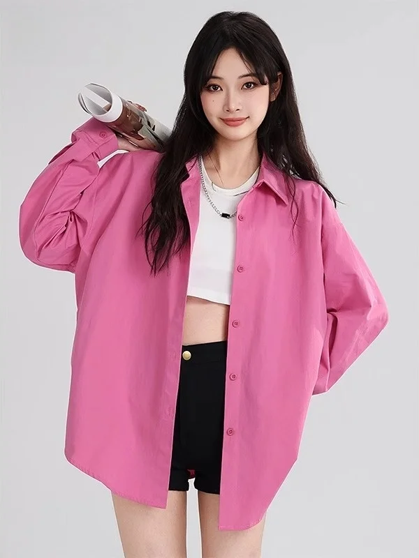 

Рубашка с длинными рукавами в корейском стиле, женская повседневная модная верхняя одежда, простой топ с защитой от солнца, весенняя новинка