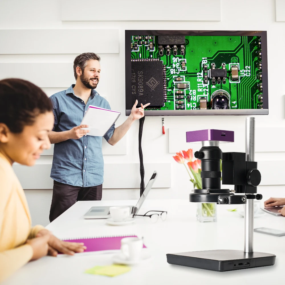 Video Microscope 51MP USB Industrial Microscope Camera 1080P 60FPS 130X C-mount Lens LED Light For Repair Soldering Chip