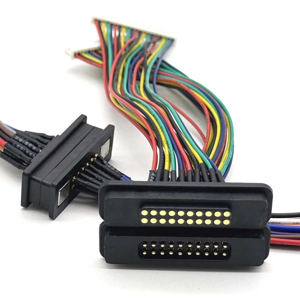 1 زوج 12Pin 20Pin تيار مستمر المغناطيسي بوجو دبوس موصل 2A Pogopin ذكر أنثى مع كابل الربيع تحميل تيار مستمر مقبس الطاقة مع محطات