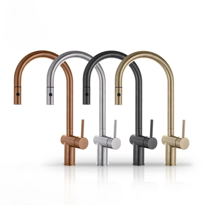 

SUS304 Stainless Steel Brushed Pull-Out Faucet Household Hot and Cold Retractable Sink Kitchen Faucet