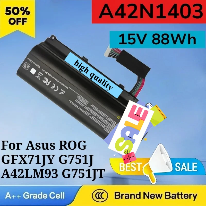 

15V 88Wh A42N1403 Battery for Asus ROG GFX71JY G751J A42LM93 G751JT G751JL G751J G751 G751JM G751JY G751JY GFX71JY Battery