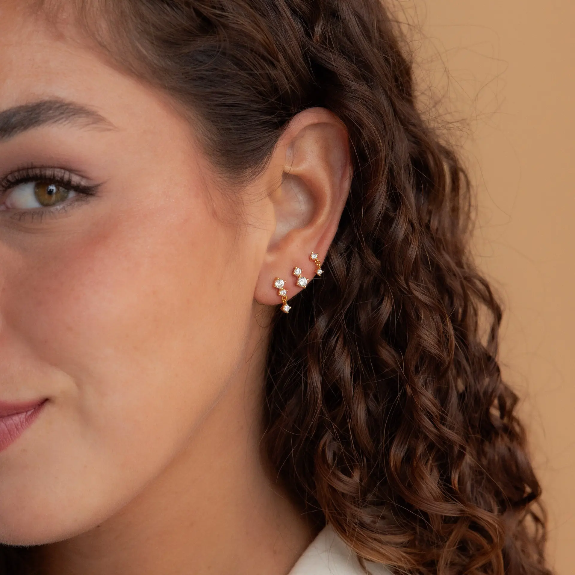 3PCS Casual Cubic Zircon Tassel Hanging Stud Earrings Set for Women Girls Dainty Zircons Tiny Piercing Ear Helix Jewelry Gifts