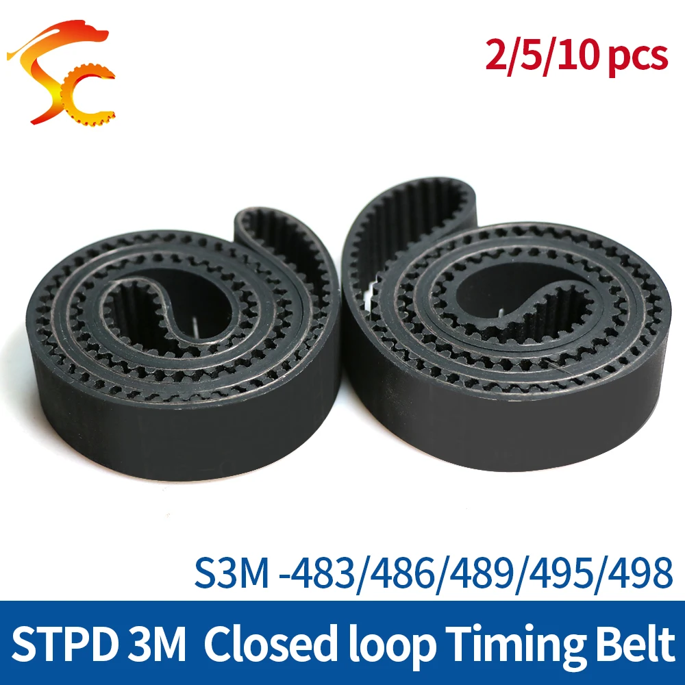 

ONEFIRE S3M closed loop Timing Belt Length 483/486/489/495/498mm Width 6/10/15mm STPD 3M Rubber Synchronous toothed belt