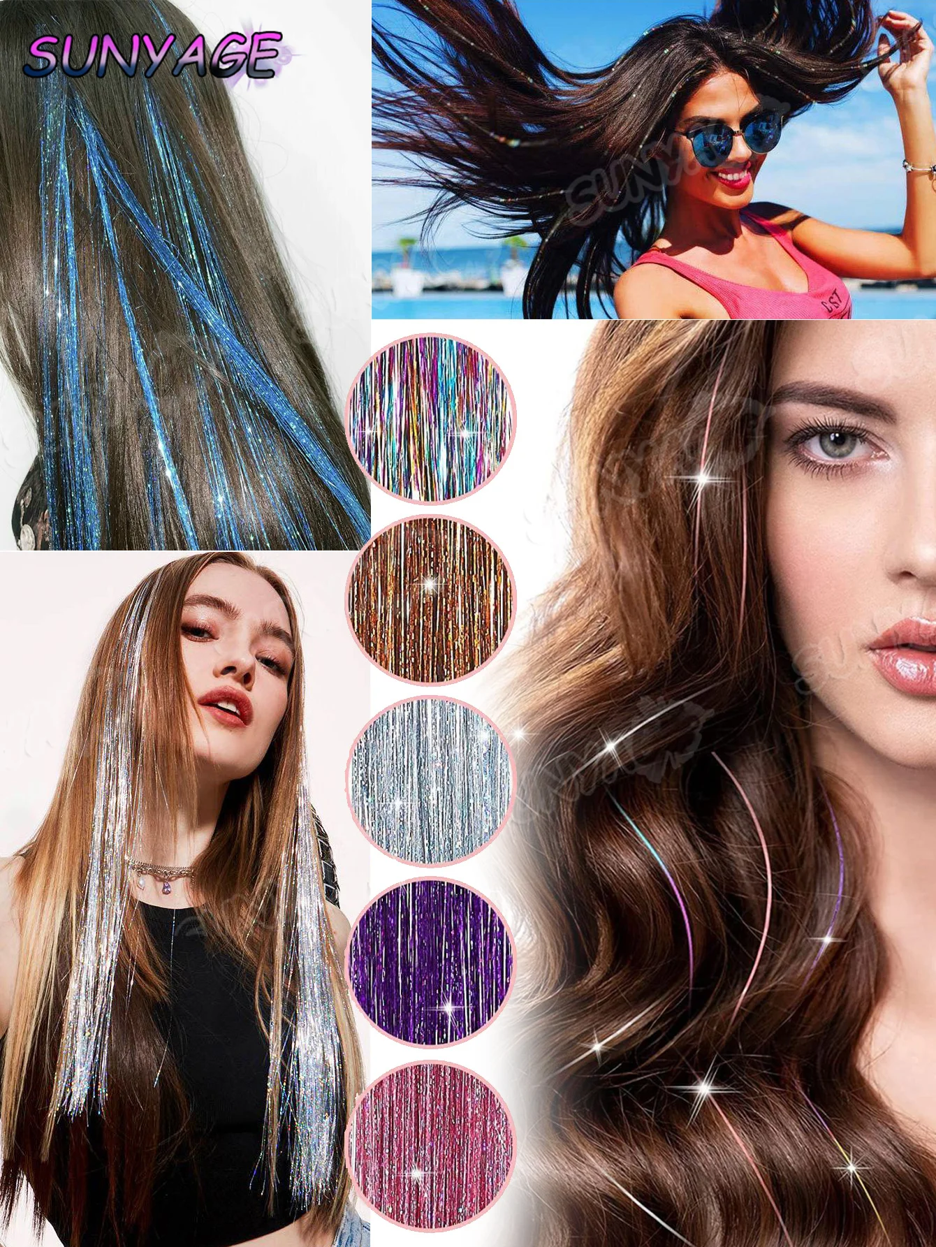 

Прямые синтетические волосы на клипсе, модные вечерние рождественские подарки, женские разноцветные наращивания, 12 шт. в упаковке