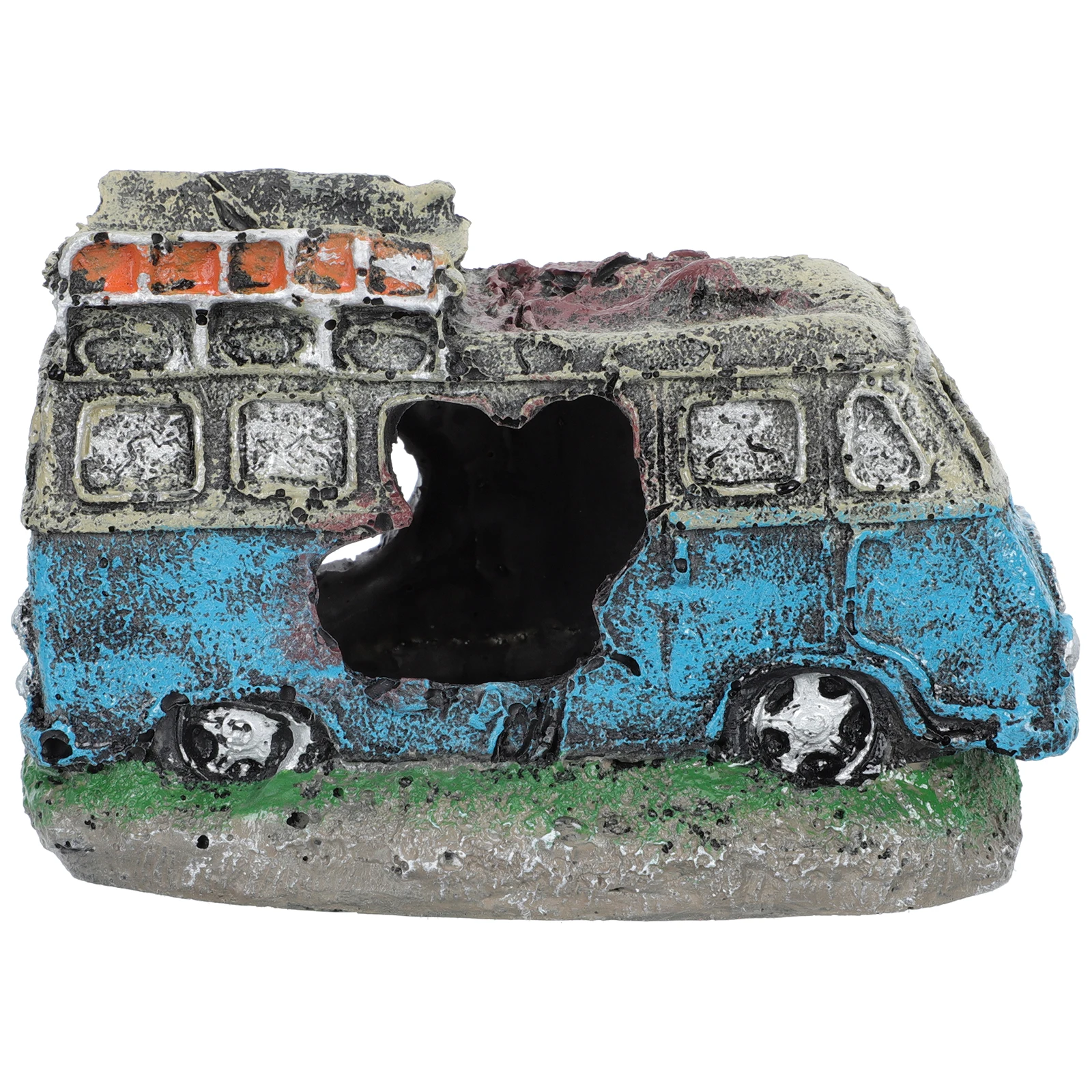 

Fish Tank Resin Ornament Aquarium Decor Car Wreck Shape Hiding Cave Resin Craft Natural Landscape Decoration Aquarium Decor