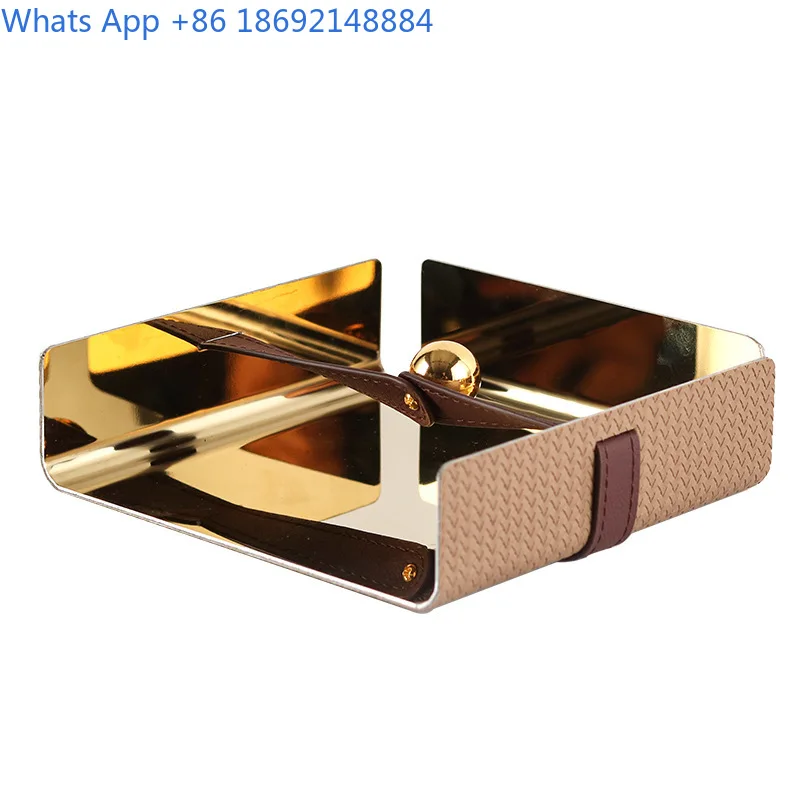 Square leather tissue holder decorative piece for hotel villa dining room modern luxury style
