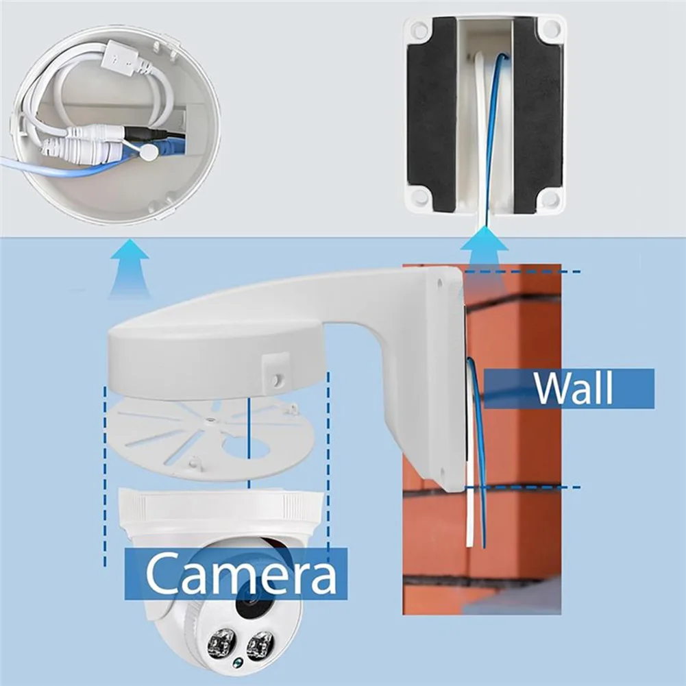 Aluminum L-Shaped Camera Mount Bracket for Dome and PTZ Cameras Indoor Outdoor Wall Mount with Integrated Junction Box