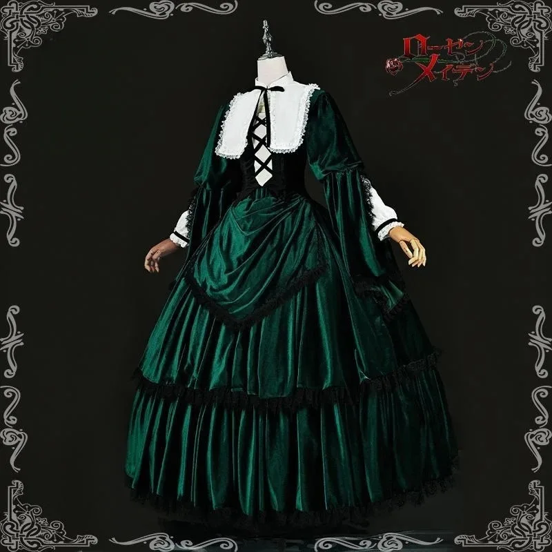 Disfraz de cosplay de anime Rozen maid suiseiseki, vestido verde, vestido de niña Lolita, conjunto de accesorios de ropa, trajes de Carnaval para fiesta de escenario