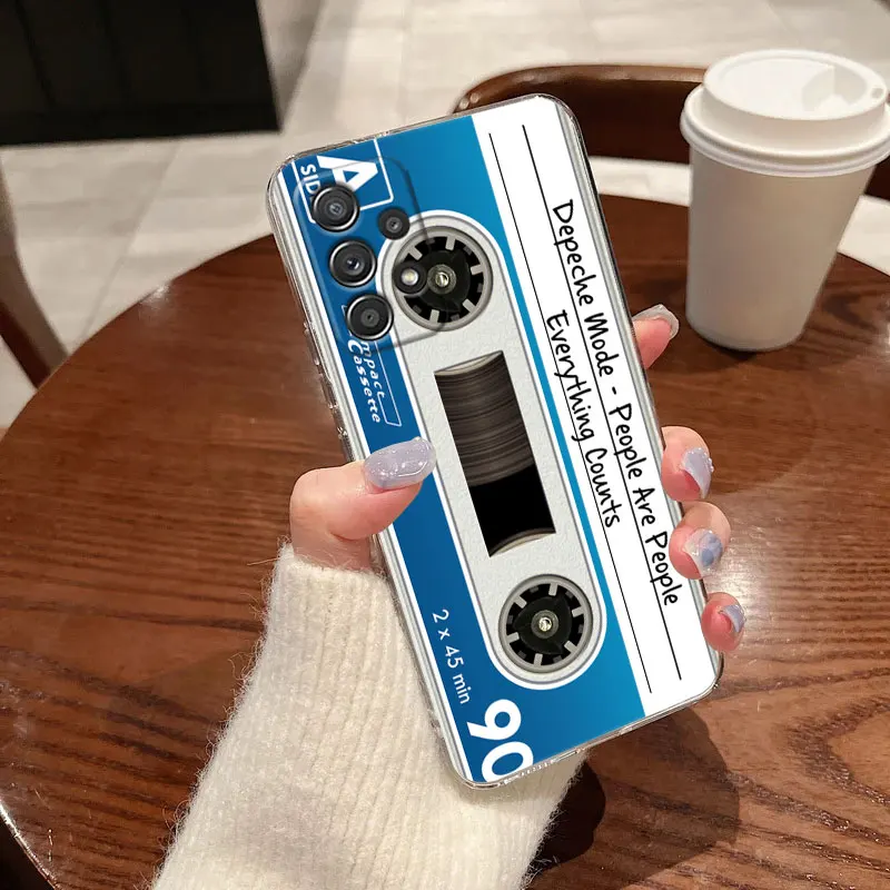 Retro Music Tape Cassette Case For Samsung Galaxy A55 A54 A52 A53 5G A15 A14 A13 A21S A23 A51 A34 A35 A33 A32 A72 A71 Case Cover