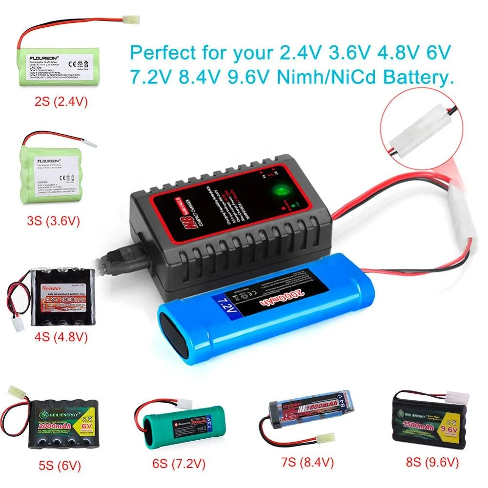 Chargeur de batterie HTRC N8 110-240V 2A 20W AC chargeur RC Compact pour 2-8S Nimh Nicd pour pièces d'avion RC