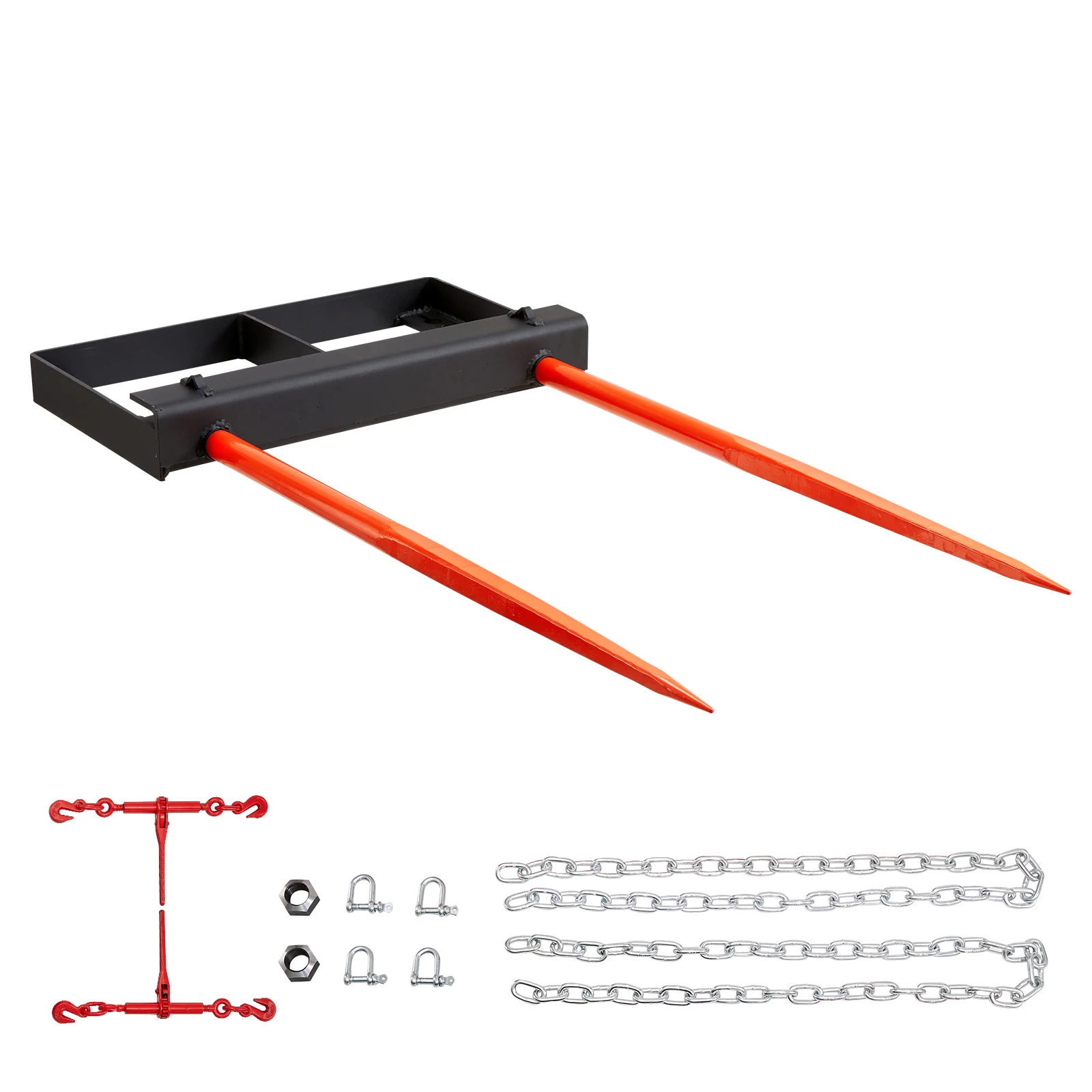 VEVOR Hay Spear Bale Spears 1600lbs/3000lbs Capacity Skid Steer Loader Tractor Bucket Attachment with 2pcs Stabilizer Spears