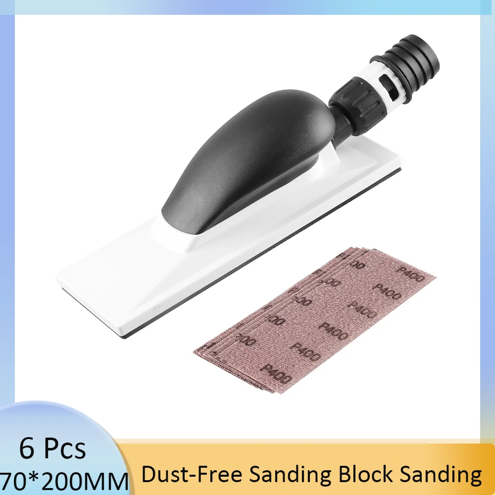 

6 Pcs Dust-Free Hand Dust Extraction Sanding Block Sanding 70*200MM Multi Holes for Wood Polishing Car Repair Household Cleaning