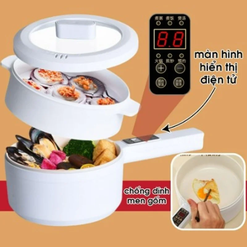 Mini Electric Cooker Small Power Non Stick Electric Hot Pot Mini Ramen Cooker For Student Dormitories Kitchens CN  White Smart view 2