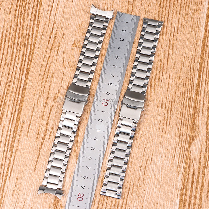 Ремешок из нержавеющей стали 22 мм для Rolex для Seiko, плоский браслет с изогнутым концом, металлический спортивный браслет, универсальный сменный браслет