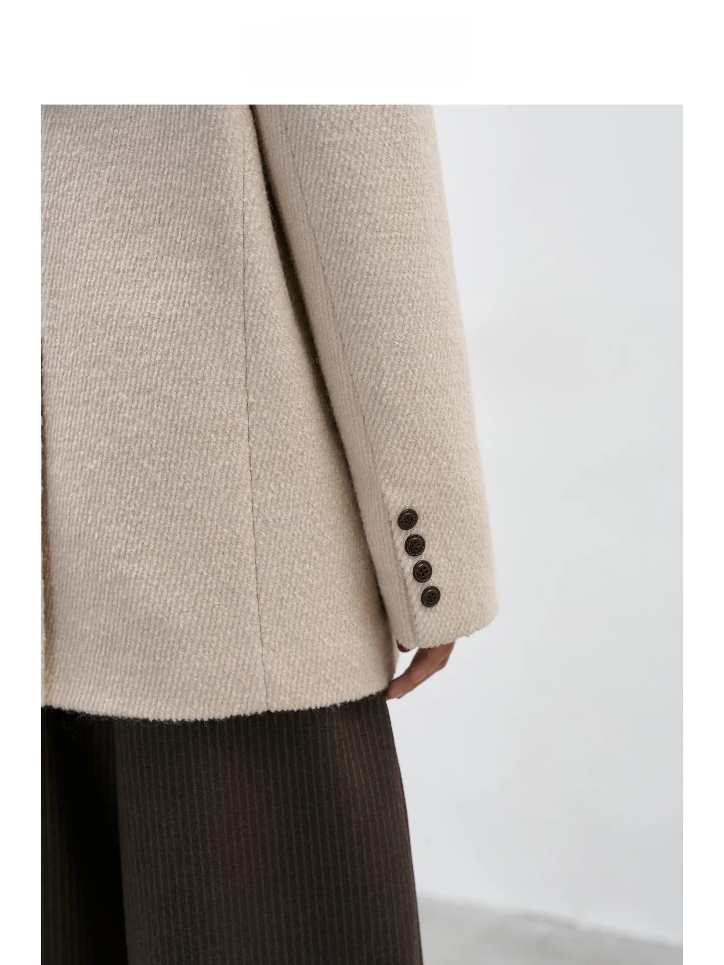 Kurtka damska EIGHTHMONTH August Wheat Color Texture Suit Jaet, luźna, wyszczuplająca, retro, wełniana, codzienna, z długim rękawem, zapinana na jeden guzik.