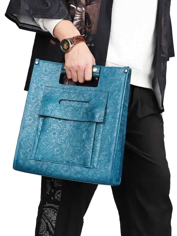 

Original Cowhide Leather Portable Briefcase Men's Handbag Designer Genuine Leather Tote Bag Fashion Shoulder Messenger Bags