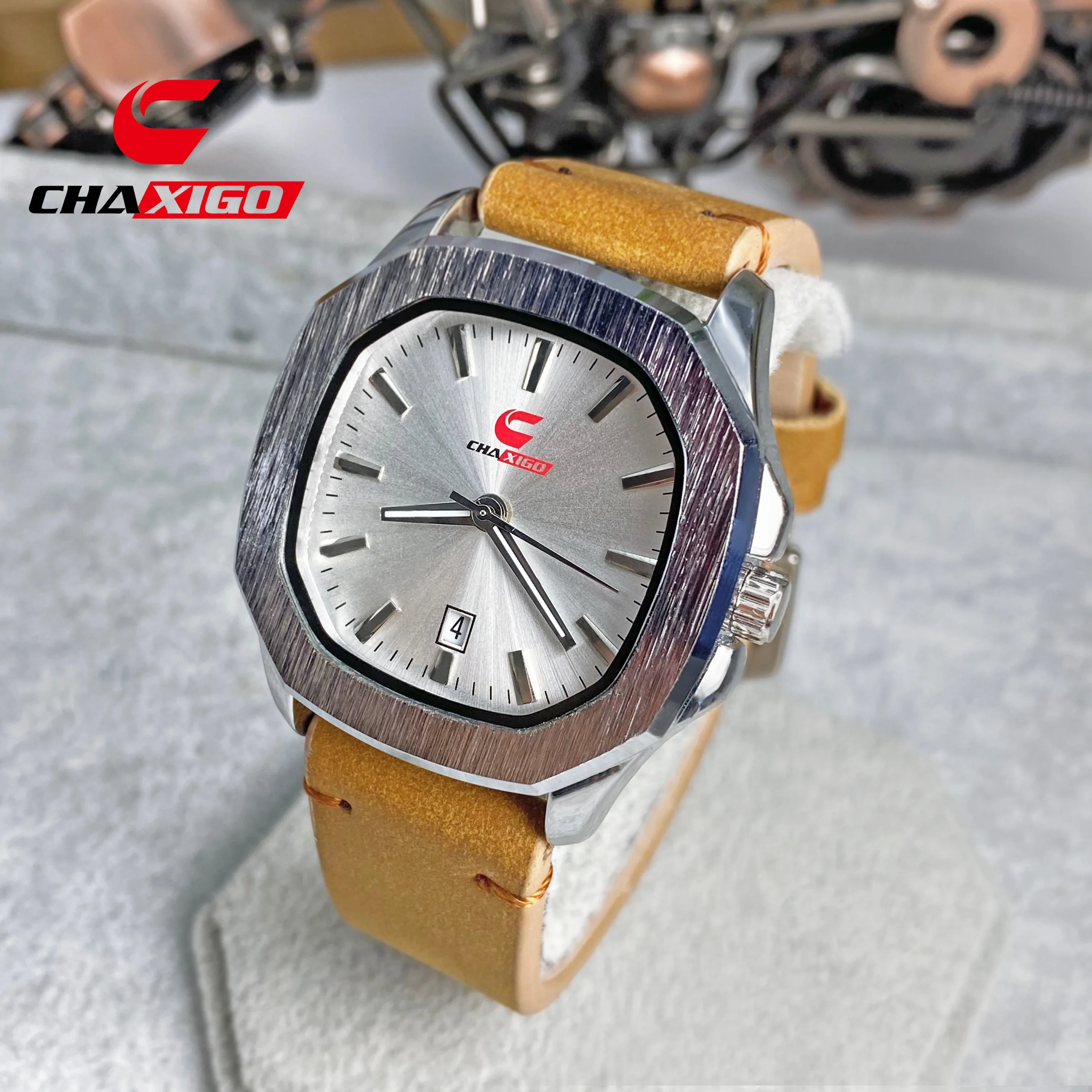 

CHAXIGO Men's Fashion Leather Strap Watch with Vibrant Colors, Luminous Display, Water Resistant, Date, and Quartz Movement