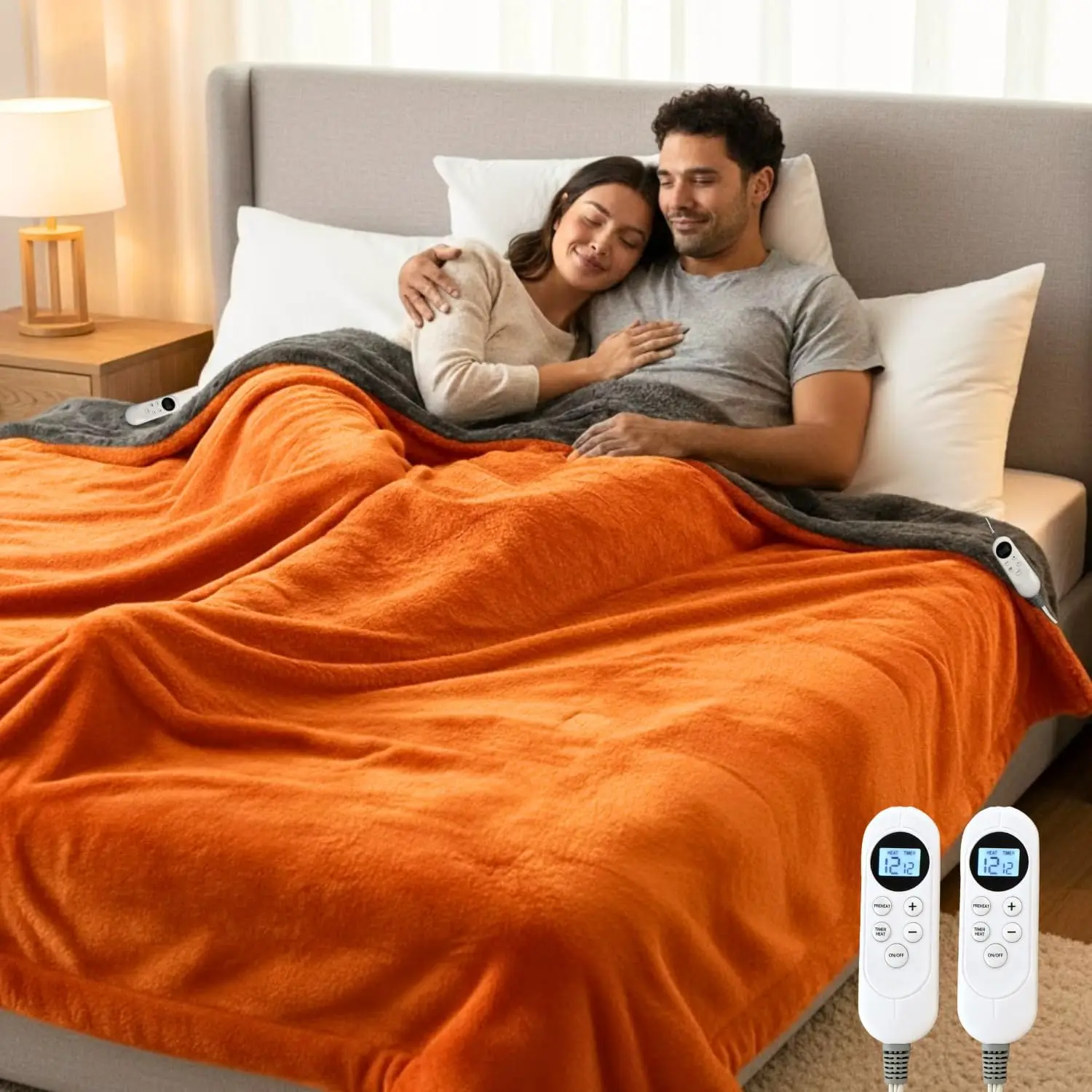 

Электрическое одеяло с подогревом King Size (90x100 дюймов), фланелевое, с двойным управлением, 12 уровнями нагрева, таймером на 12 часов и автоматическим отключением