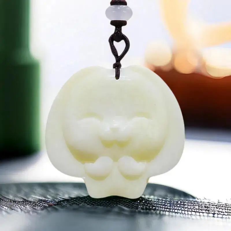 

Natural Real Jade Dog Pendant Necklace Talismans Amulet Carved Jewelry Luxury Chinese Stone Gemstones Charm Vintage Gift