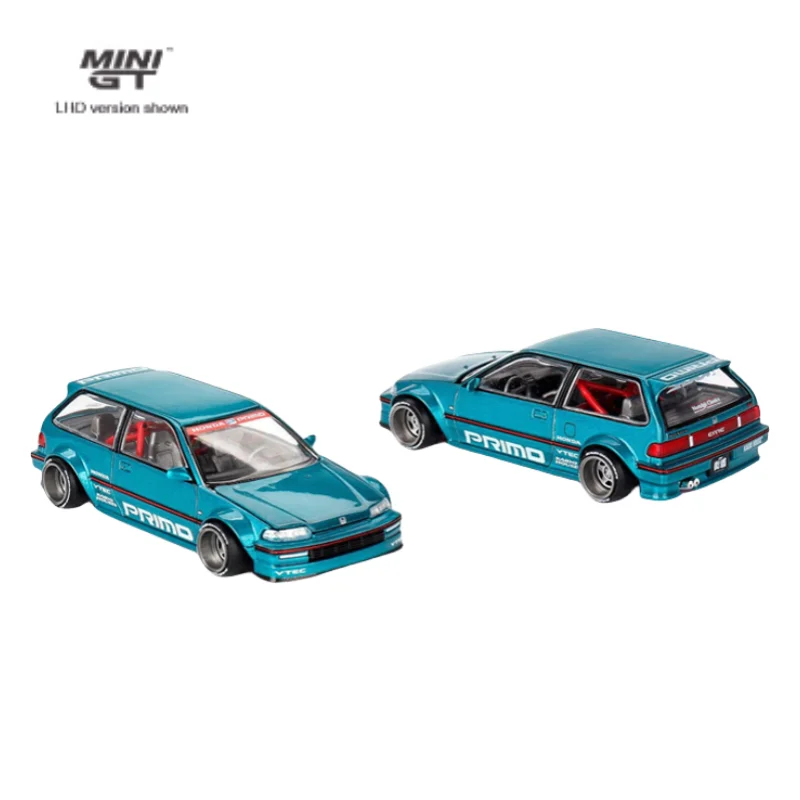 MINI GT 1:64 Honda CIVIC EF WORKS V1 modelo estático de simulação de liga, brinquedos de coleção infantil, presentes de feriado para crianças.